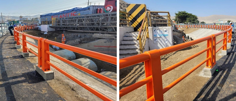 Fabricación y montaje de barandas metálicas para el desvío provisional Puente Casma